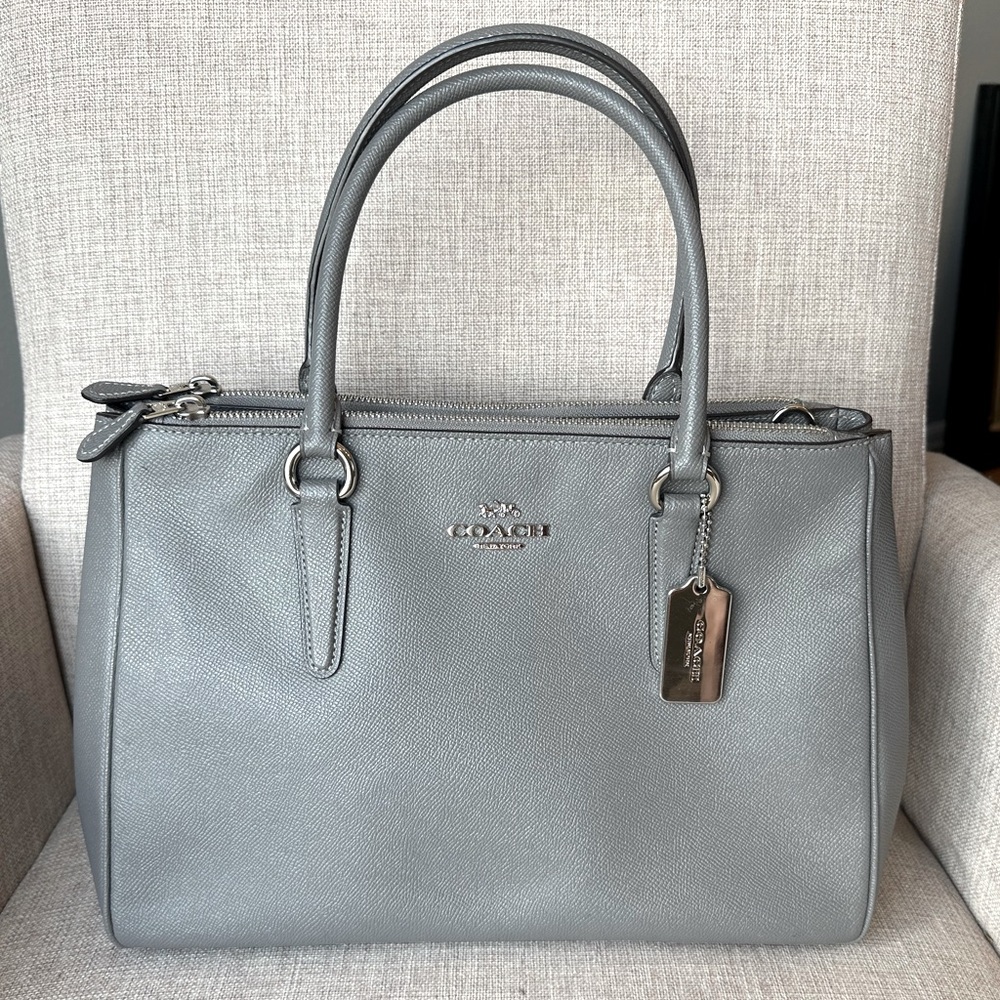 Gray Coach Crossgrain Leather Surrey Carryall